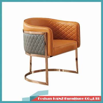 High Quality Format Pattern Nappa Leather Gold Chrome Leg Sofa Meeting Chair